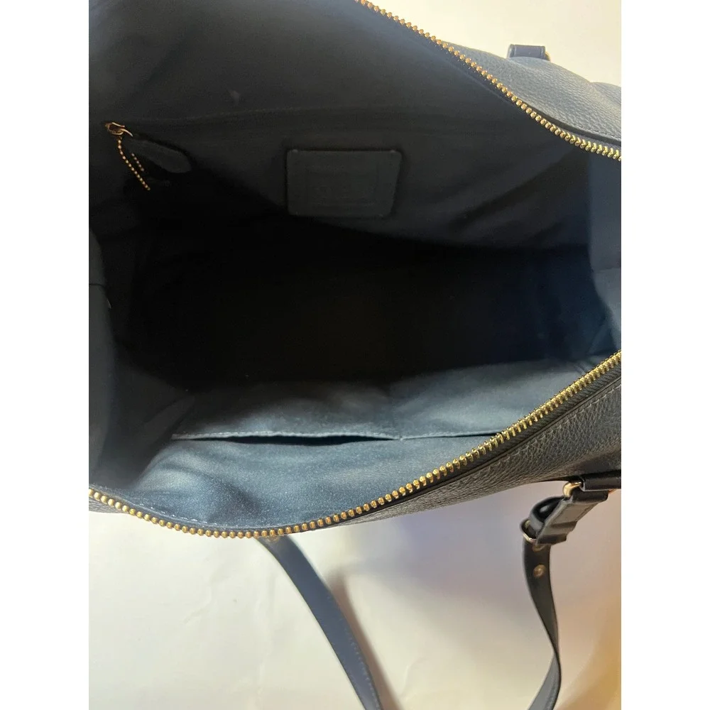 Coach Kleo Carryall Bag Teal‎ and Navy Blue Pebbled Leather Suede Handbag